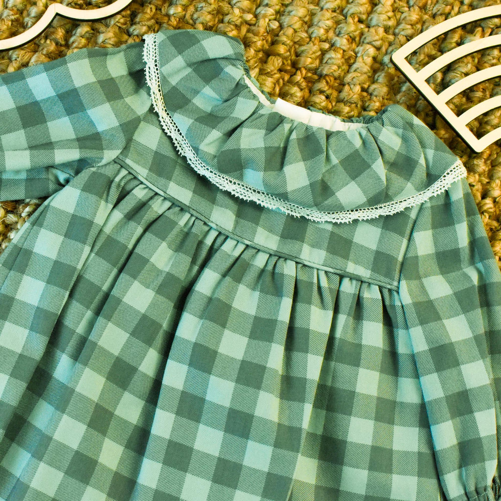 Vichy Dress for Girl in Green