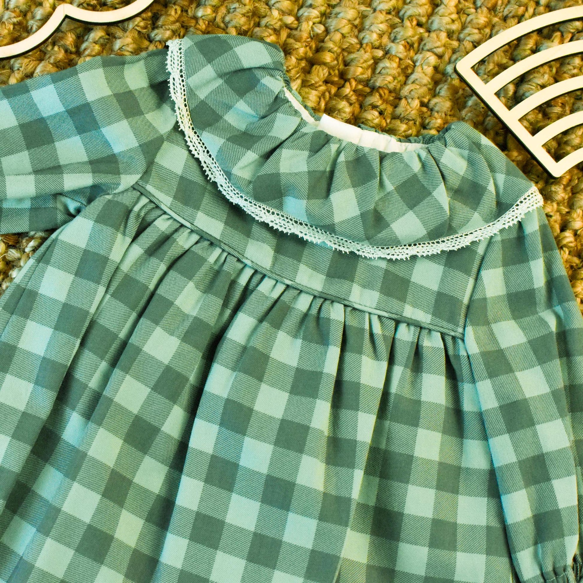 Vichy Dress for Girl in Green