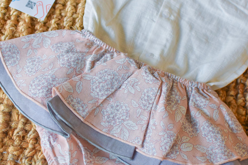 Girl Set with flowers in old rose