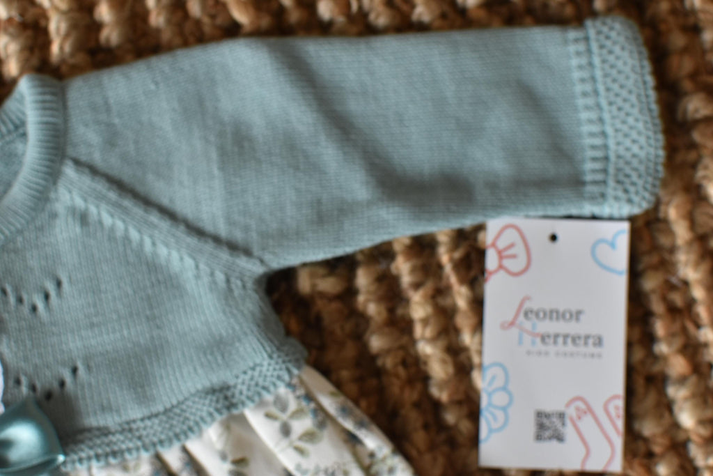 Knit Dress Flowers in Green