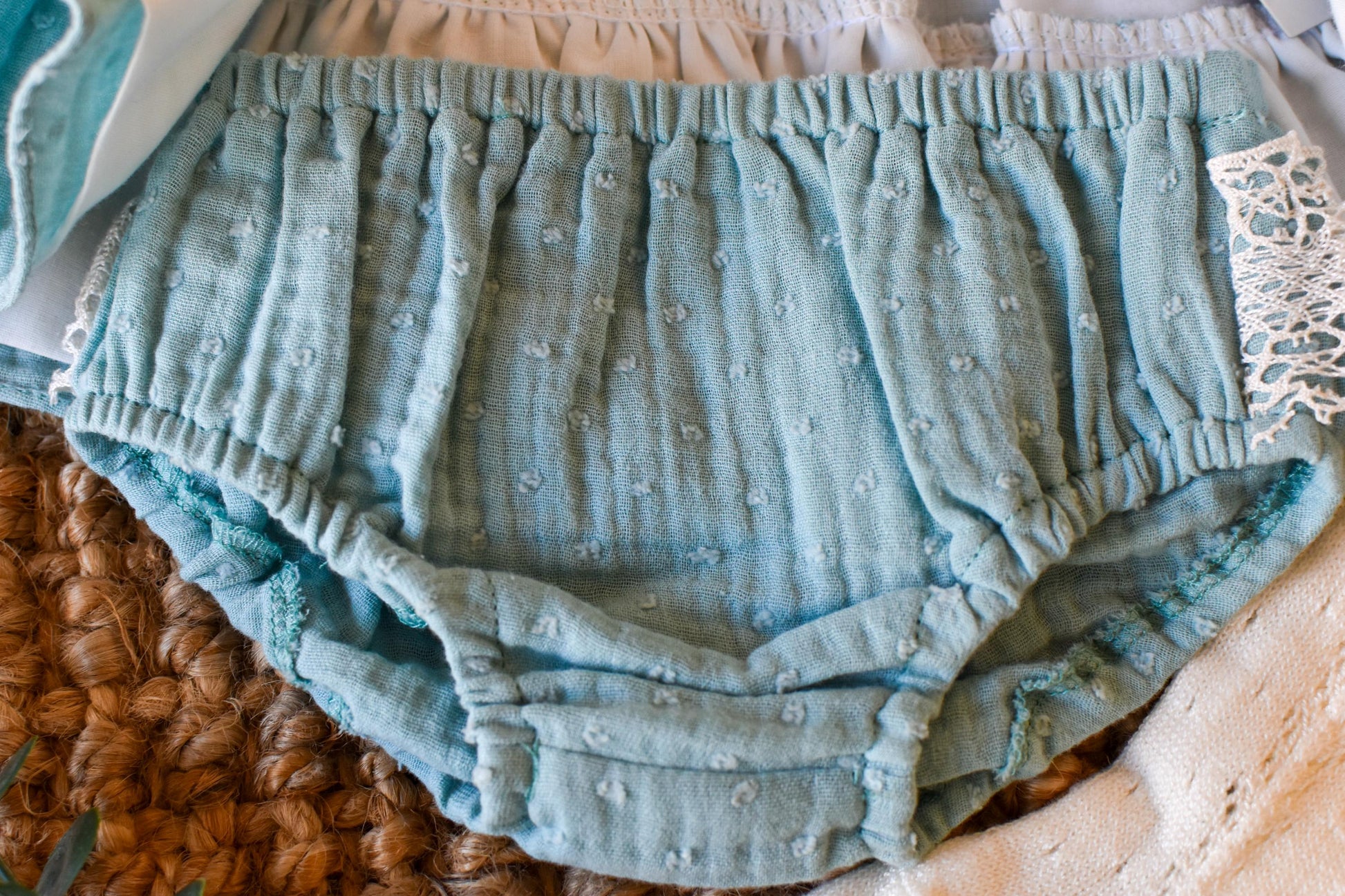 Dress With Bonnet in Aqua Green