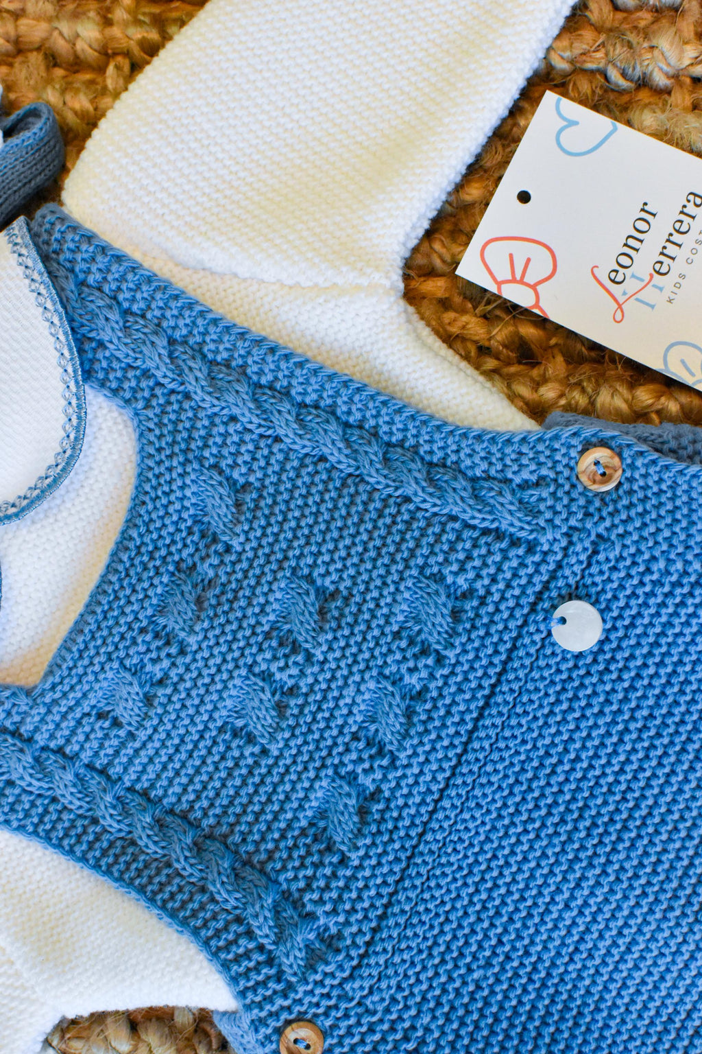 Knitted long Top Short Romper in Blue