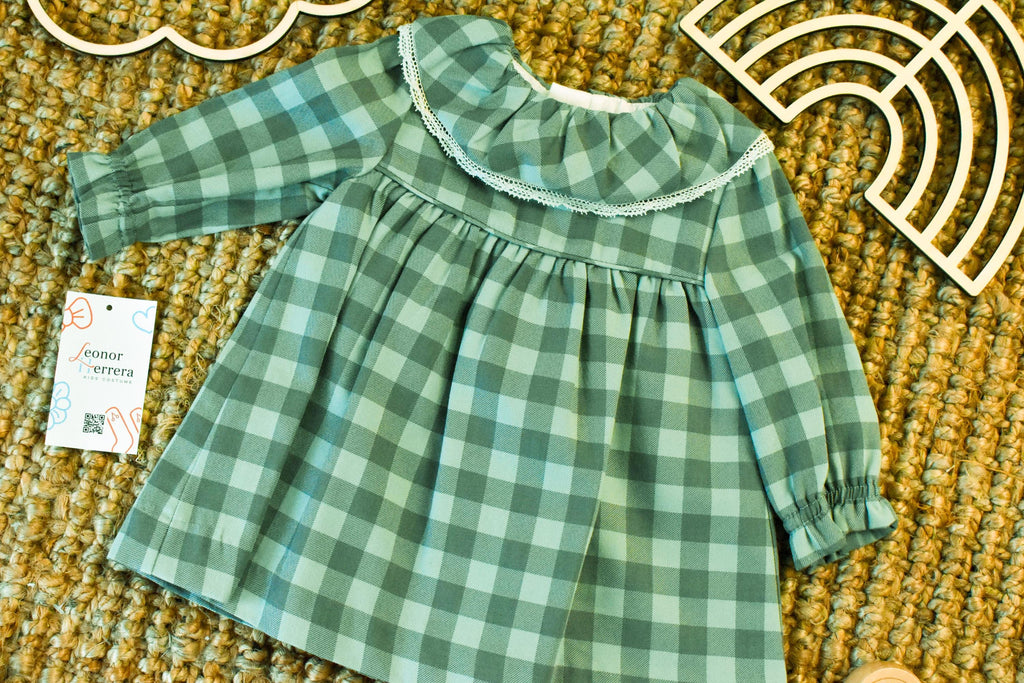 Vichy Dress for Girl in Green