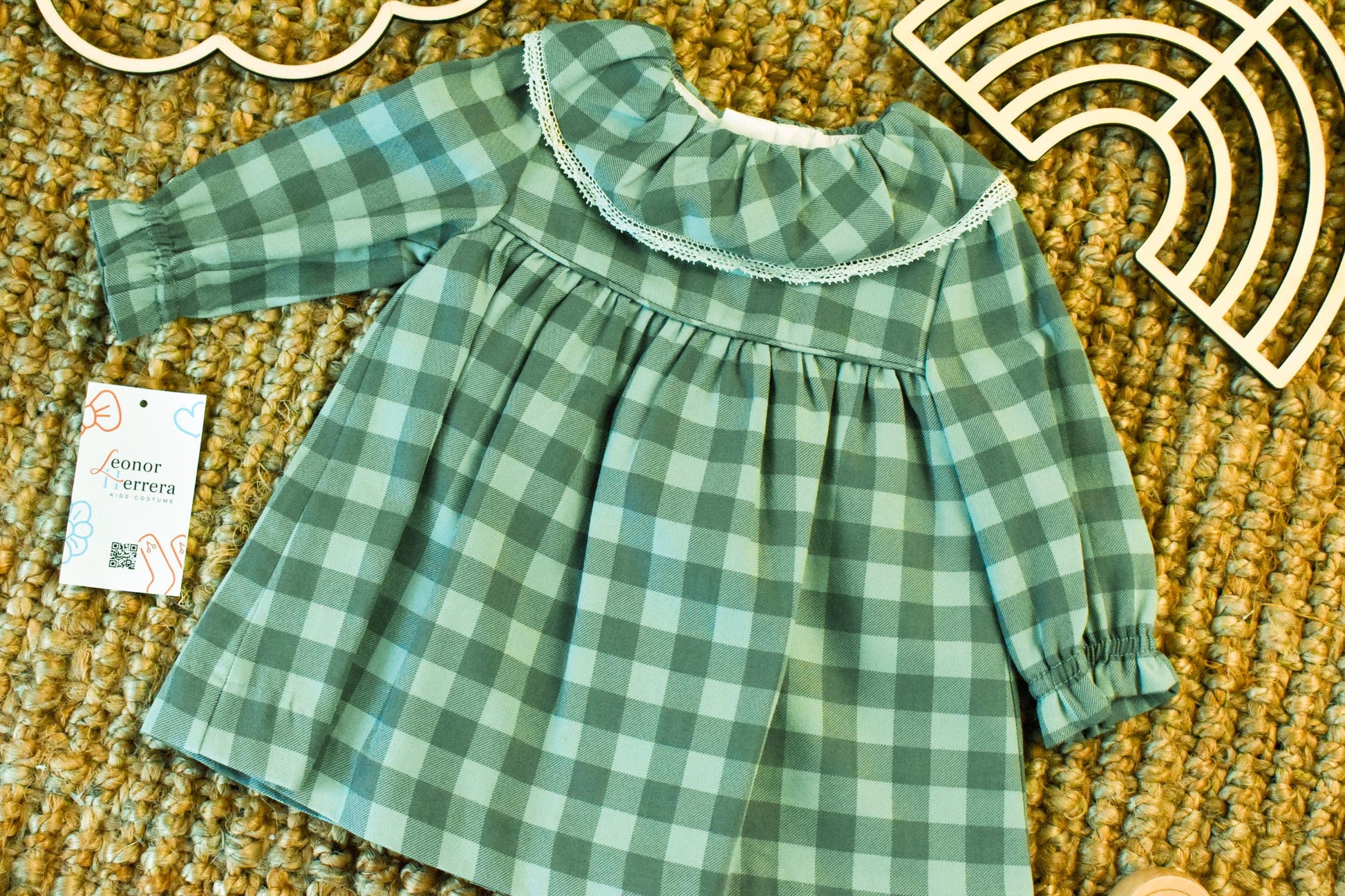 Vichy Dress for Girl in Green
