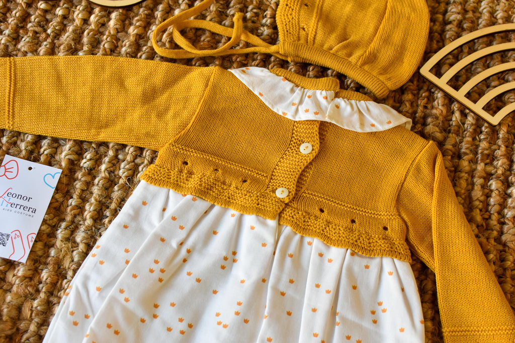 Knit Top Long Sleeve With bonnet with Stars