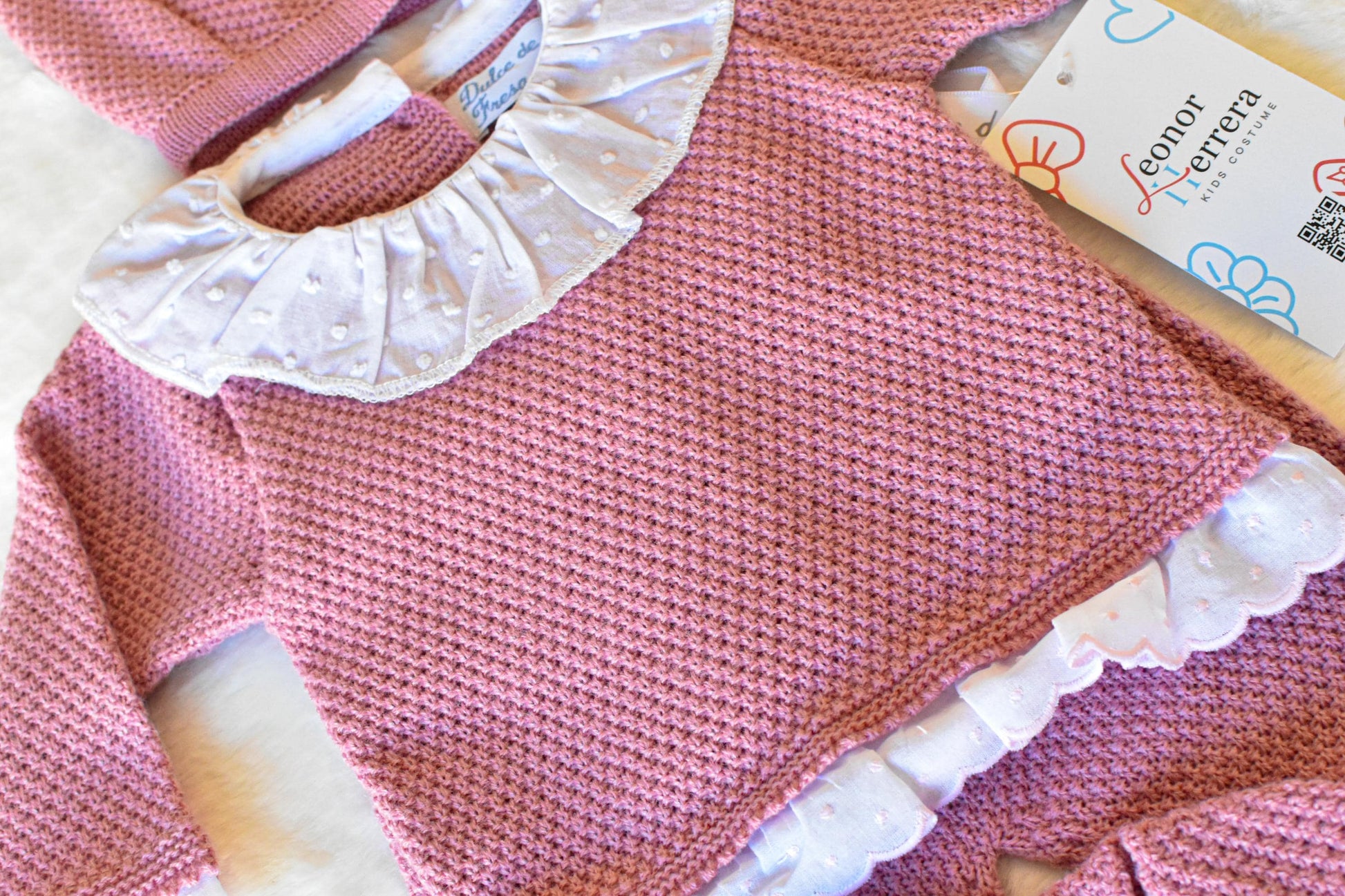 Knitted with Swiss Collar in Old Pink
