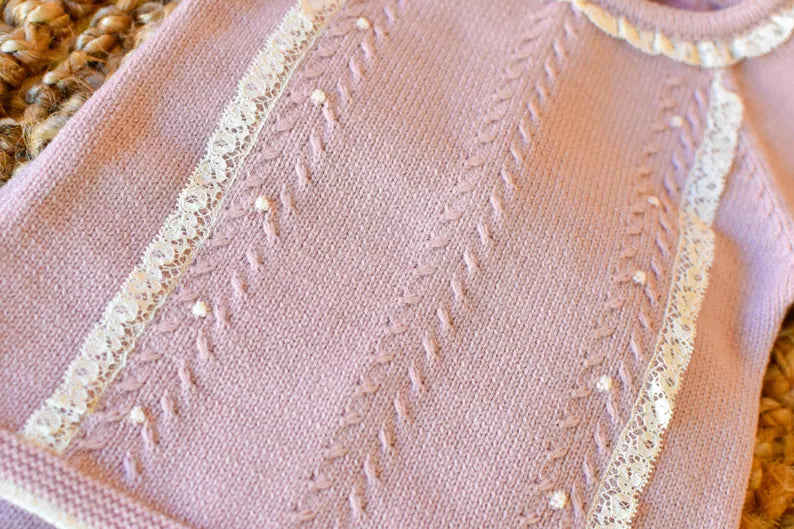 Knit baby Luxury set in Old Pink