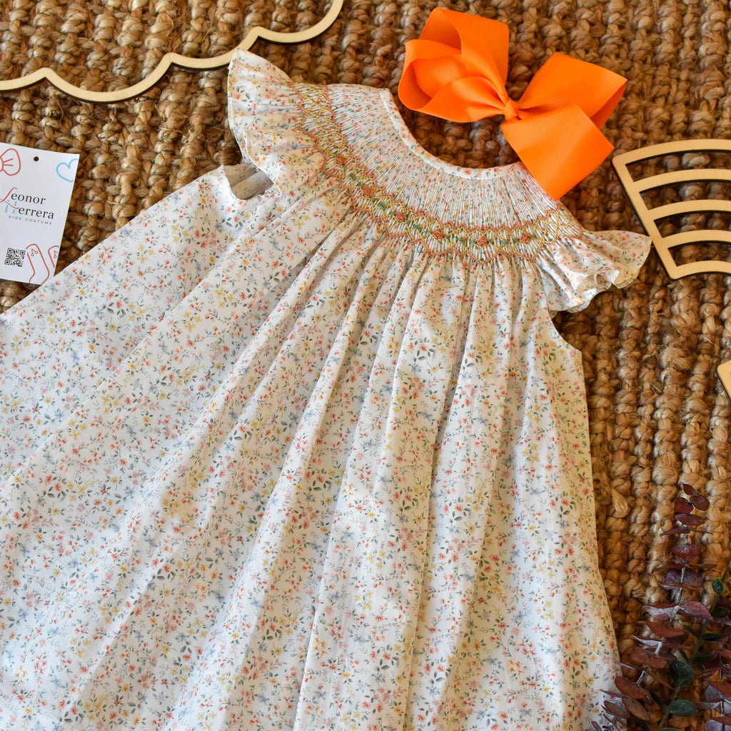 Smocked Dress in Orange