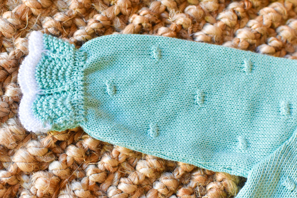 Knit Embroidered Collar Set in Green