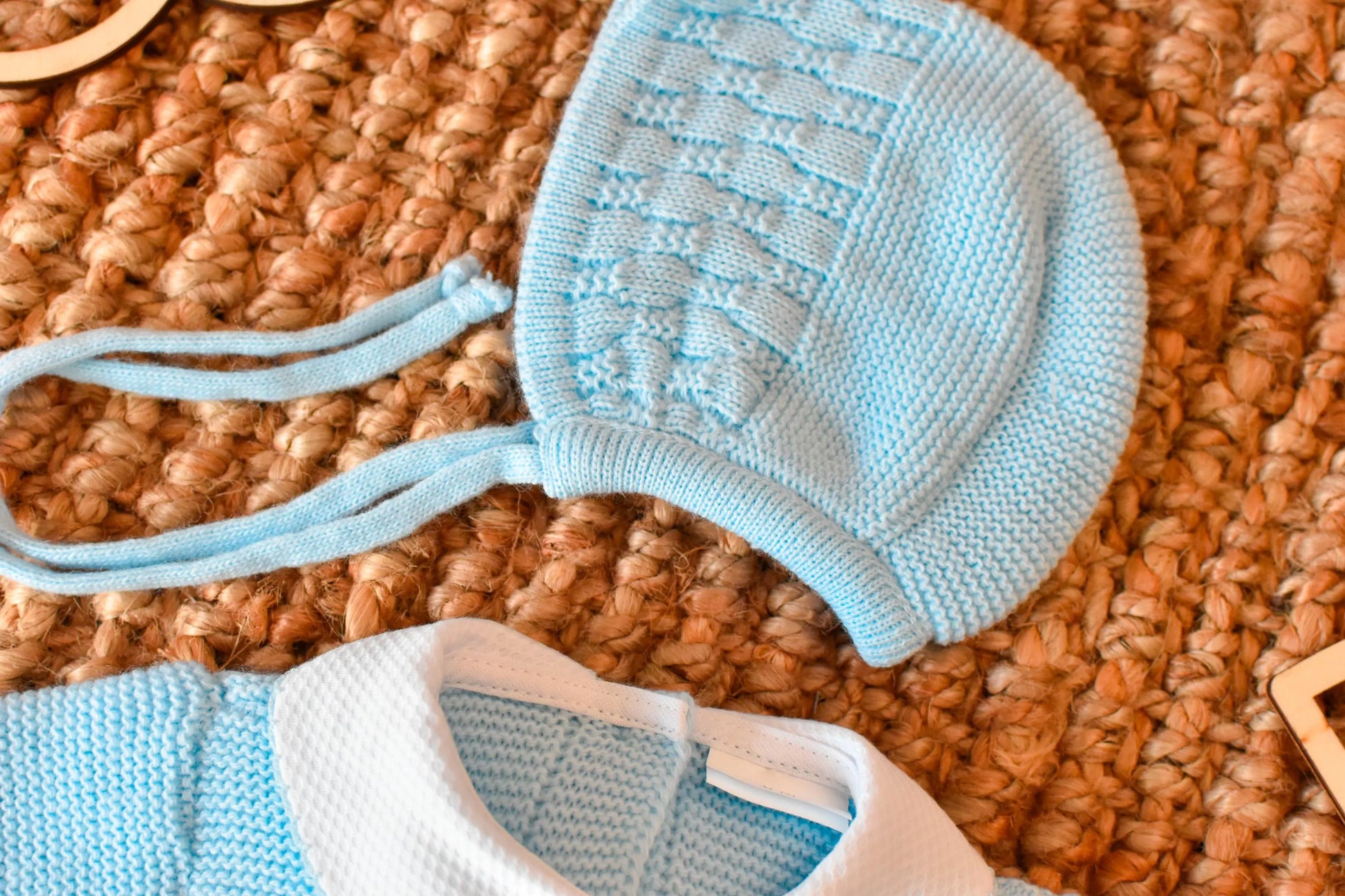 Knit Embroidered Set in Sky Blue