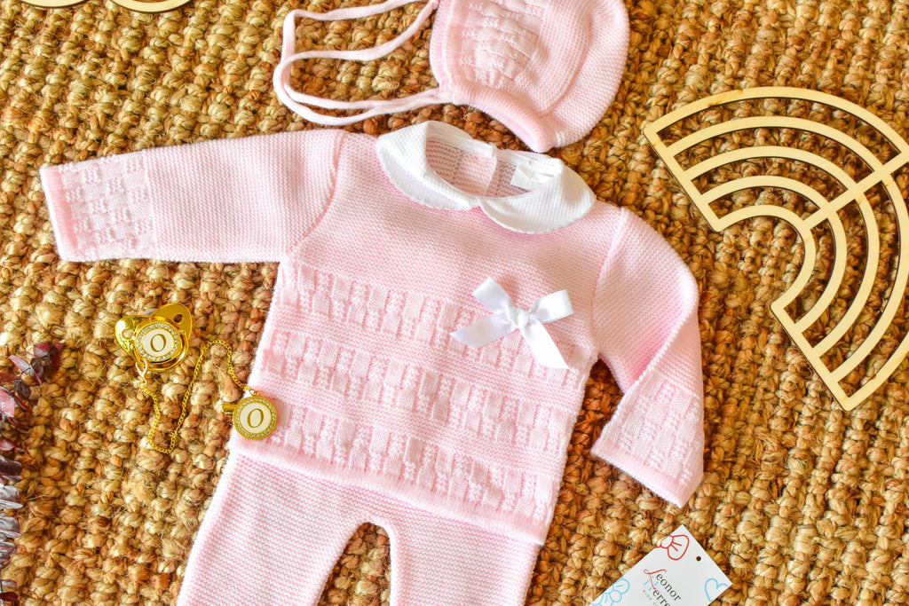 Knit Embroidered Set in Pink