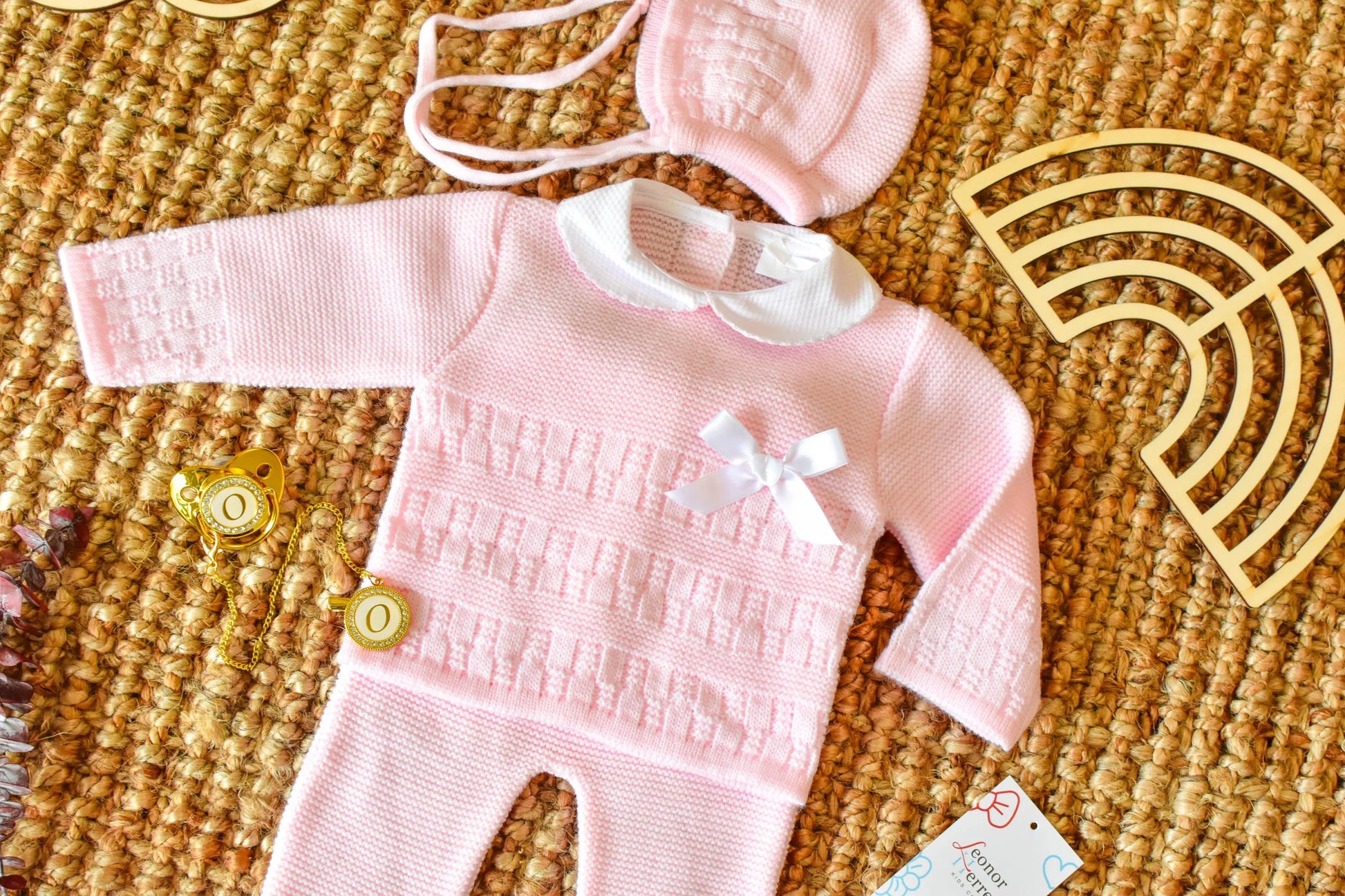 Knit Embroidered Set in Pink