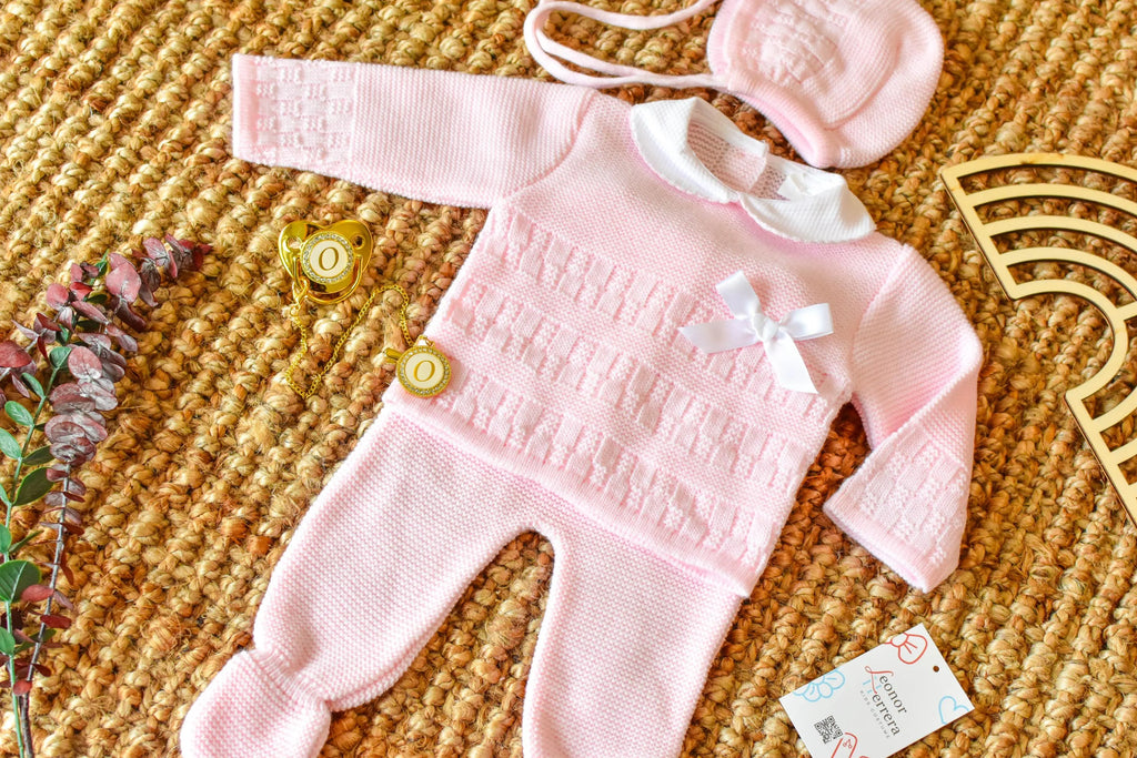 Knit Embroidered Set in Pink