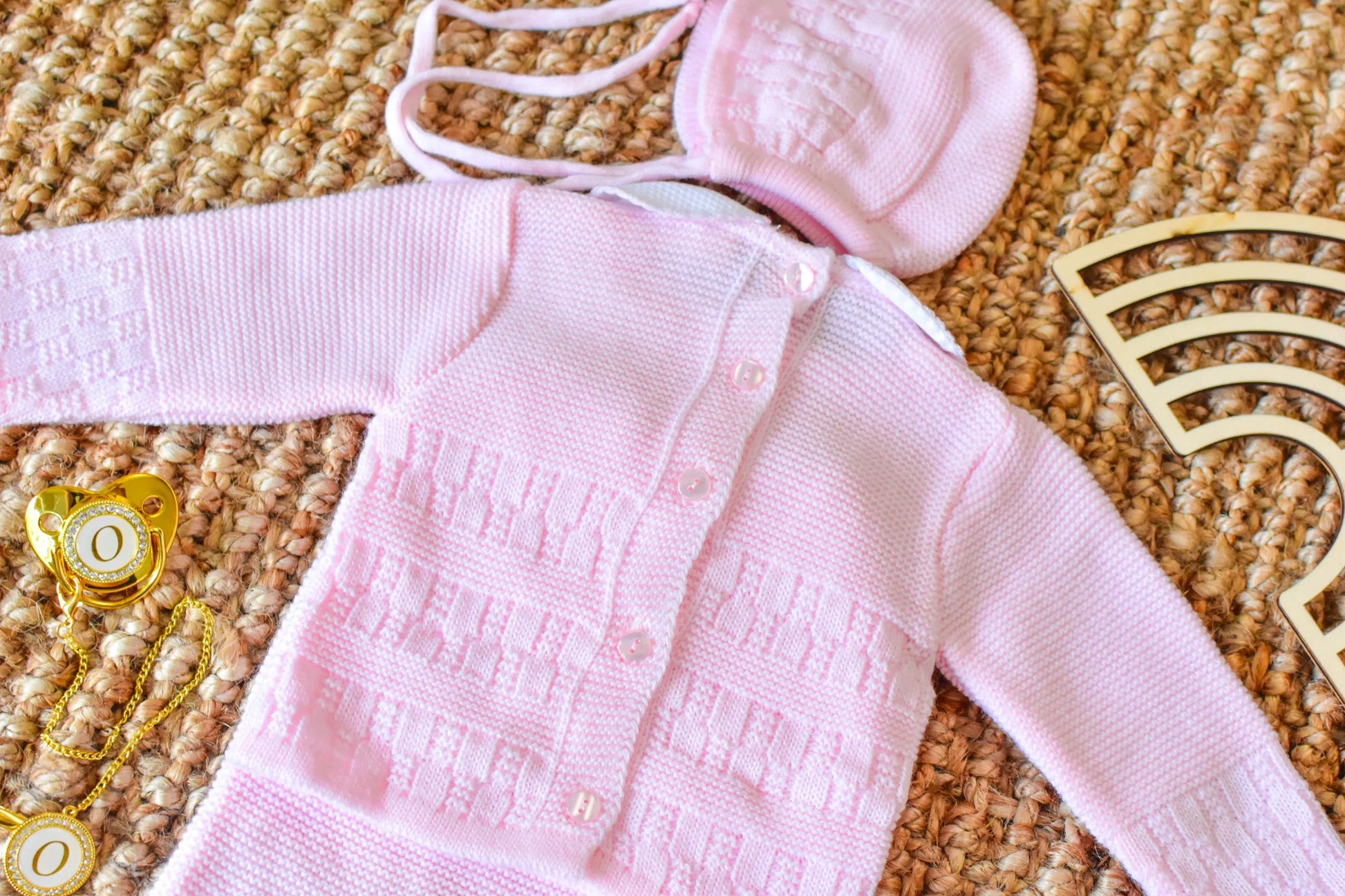 Knit Embroidered Set in Pink