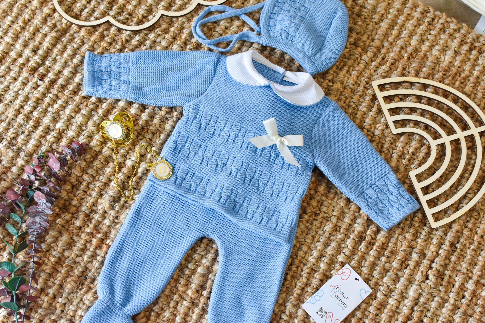 Knit Embroidered Set in Blue