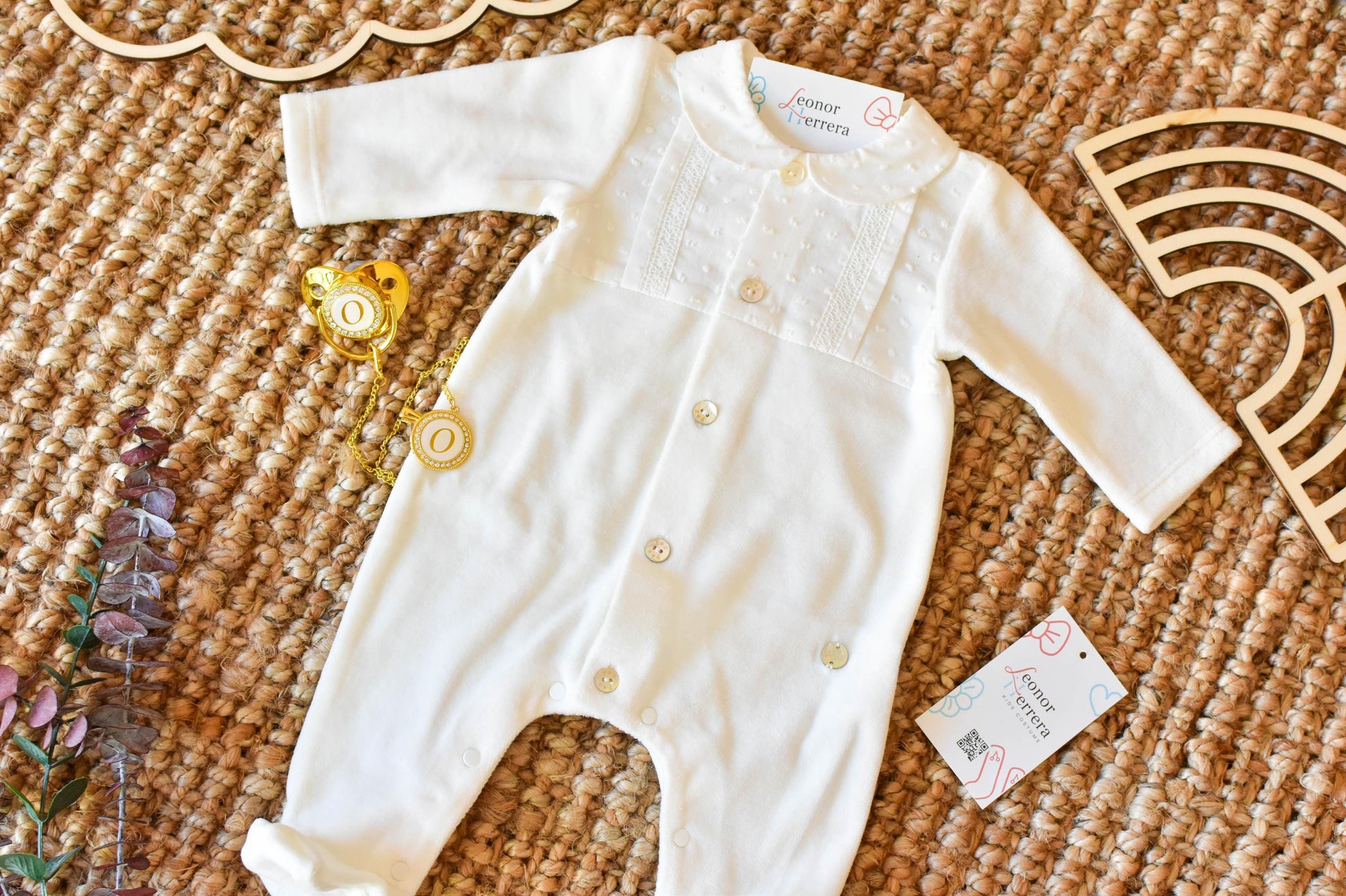 Romper Buttons in Beige