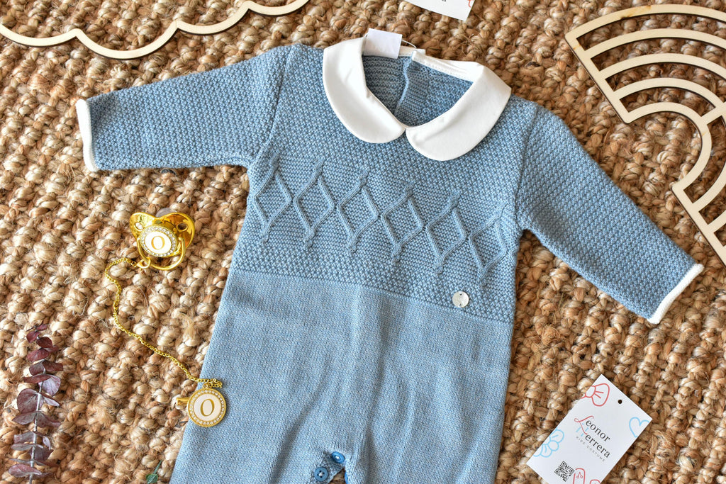 Romper Knitted in Old Blue