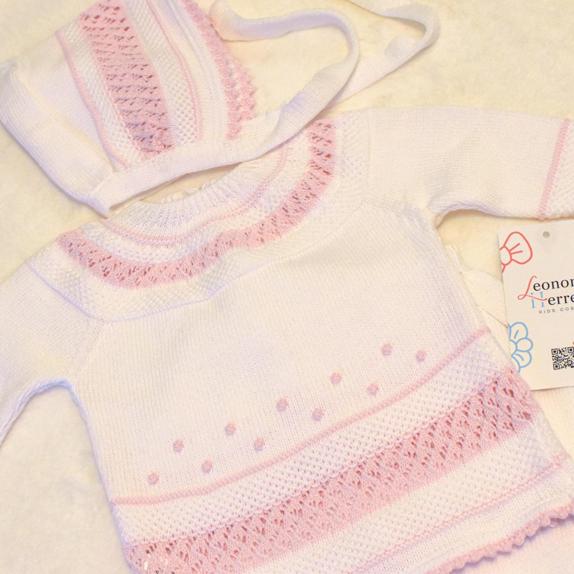 Knit Cotton in White - Pink