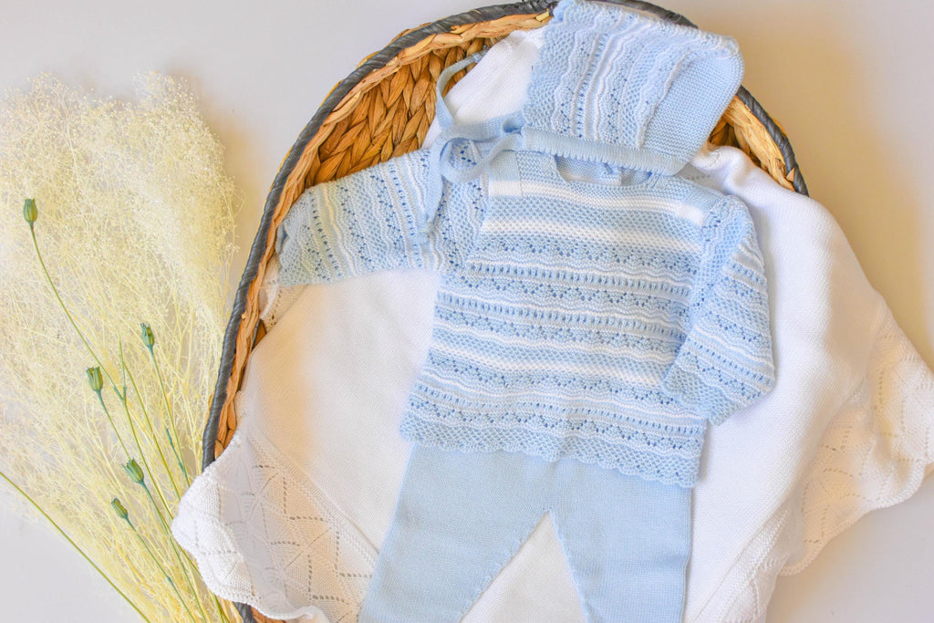 Knitted Lines Cotton in blue