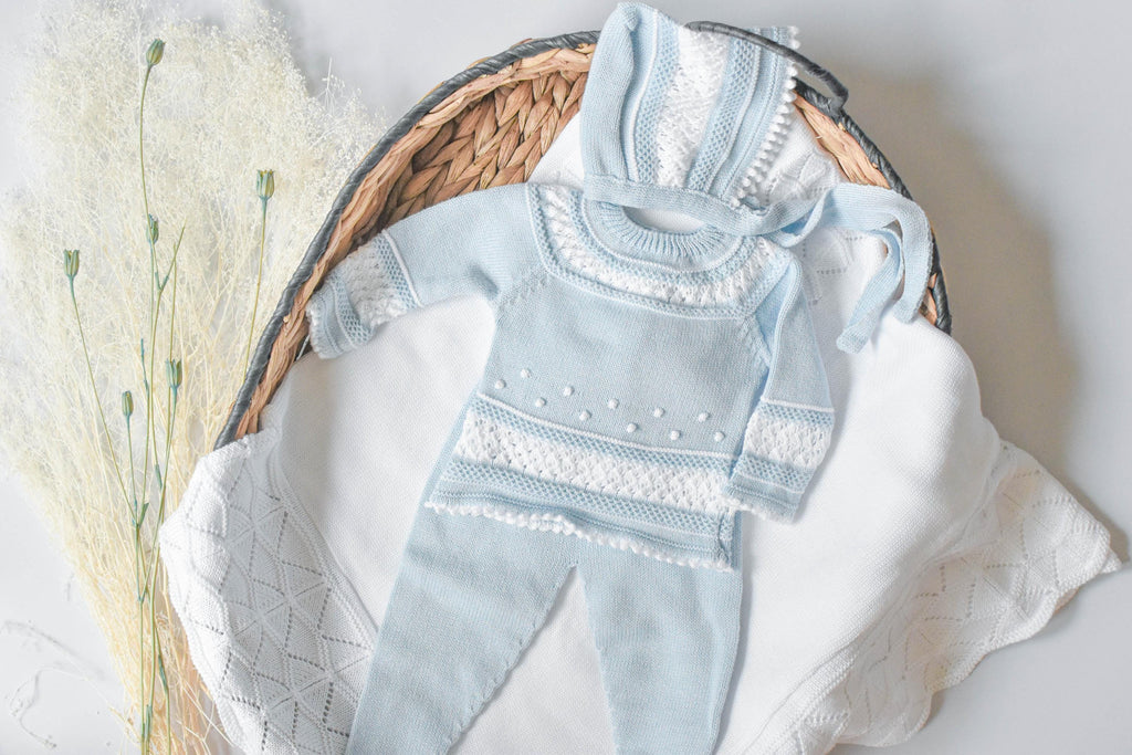 Knit Cotton Set in Sky Blue