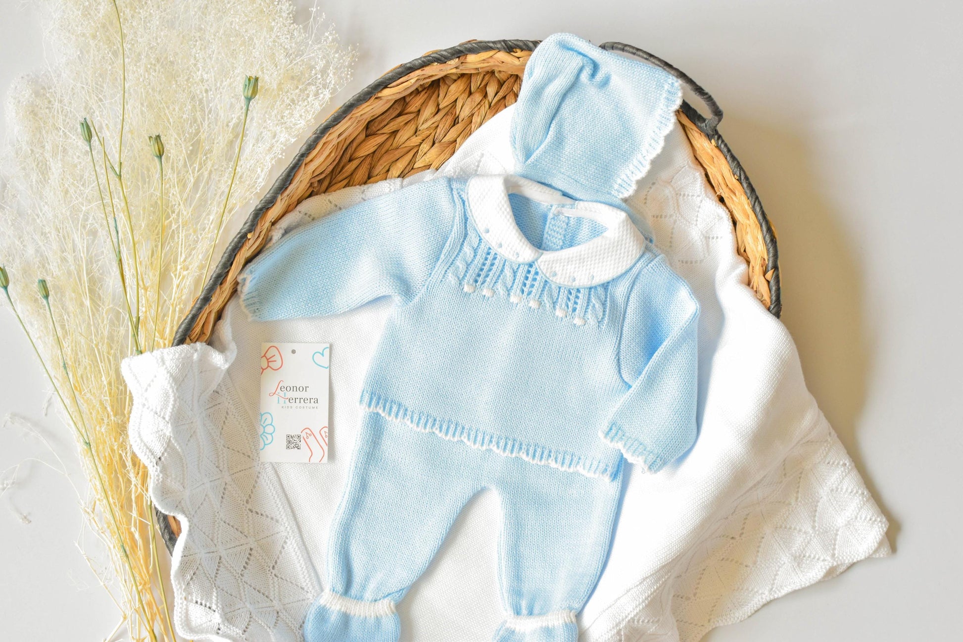 Knitted Baby Set in Sky Blue