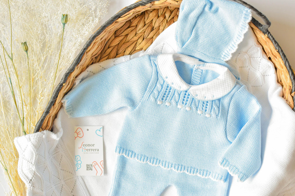 Knitted Baby Set in Sky Blue