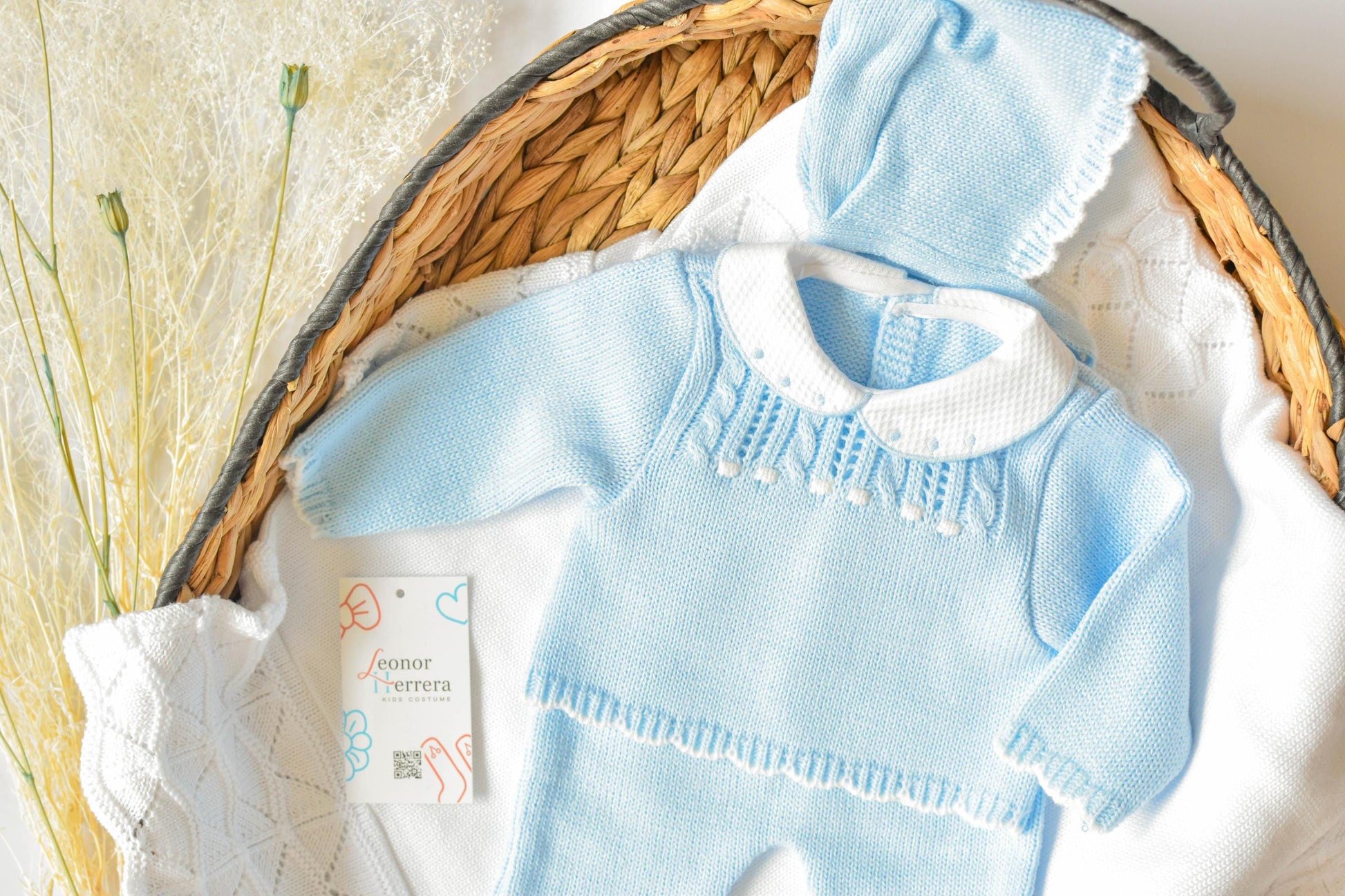 Knitted Baby Set in Sky Blue