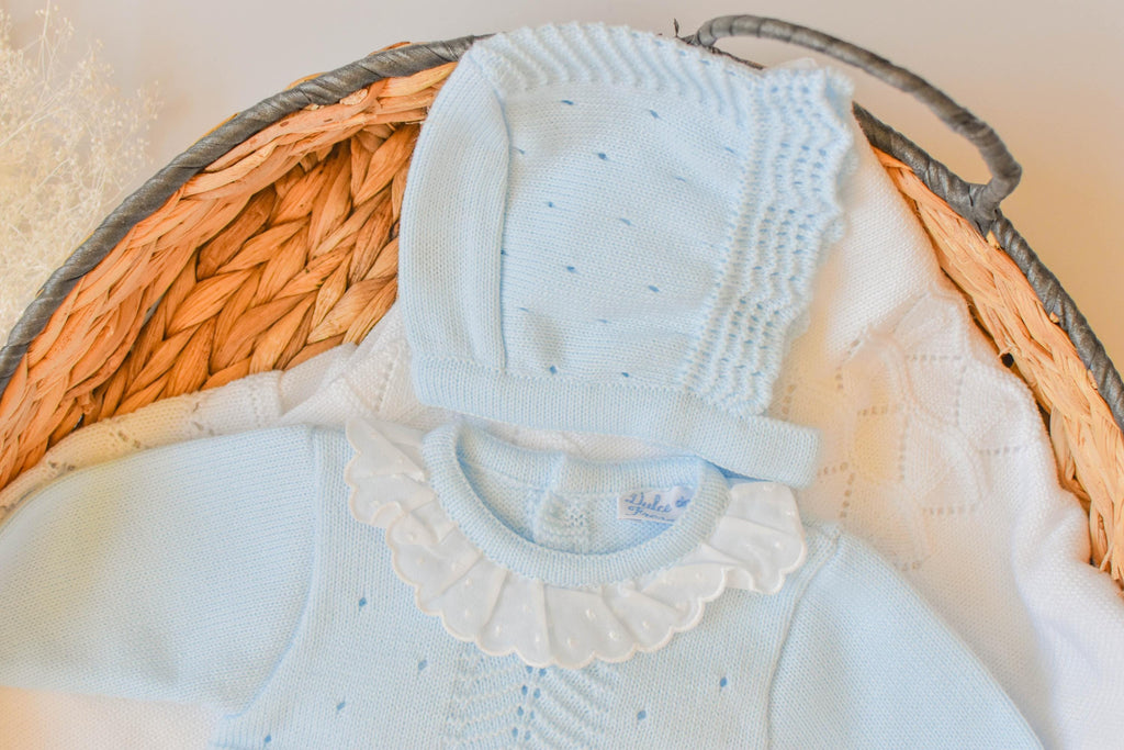 Knit Pom Set in Blue