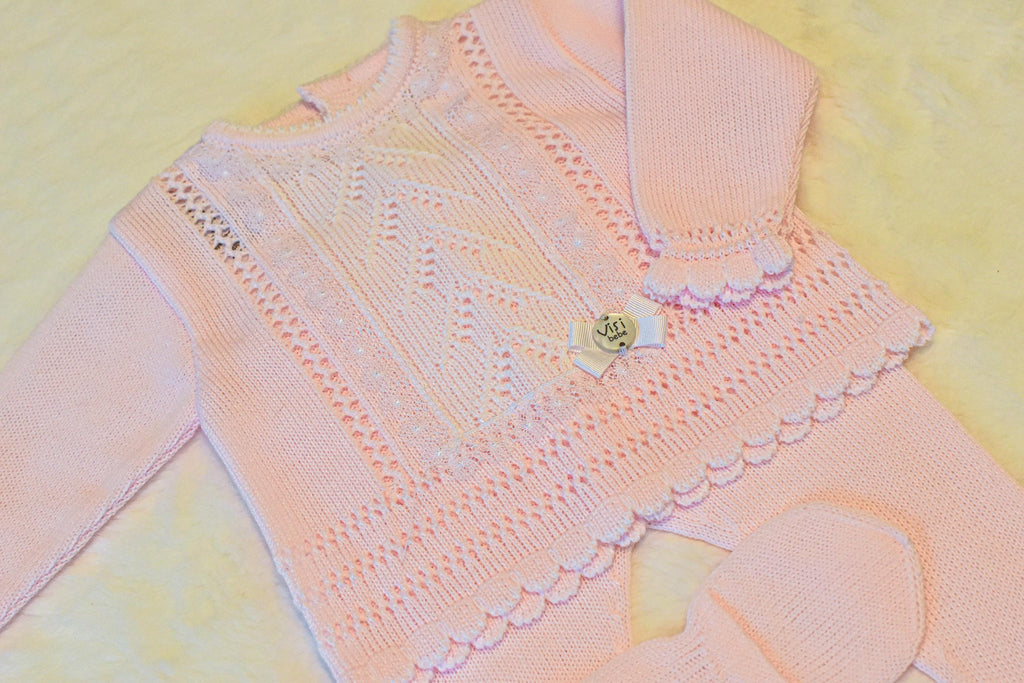 Knitted Set Lace Trim in Pink