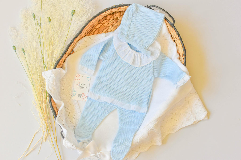 Knitted with Swiss Collar in Sky Blue