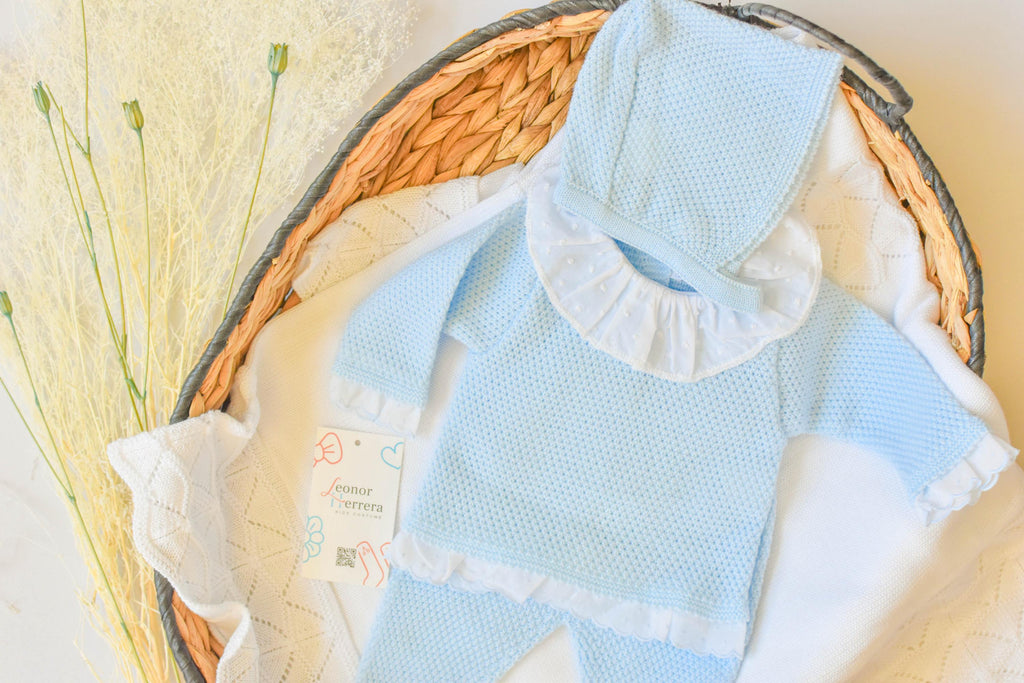 Knitted with Swiss Collar in Sky Blue