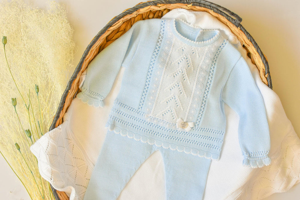 Knitted Set Lace Trim in Blue