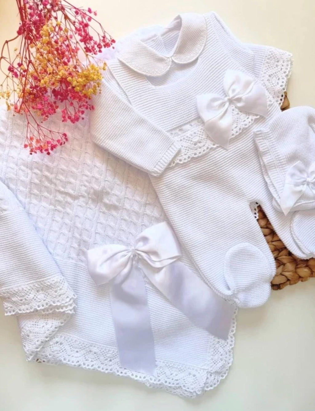 Romper Luxury newborn girl Hospital first outfit made in Spain Set cloth knitted