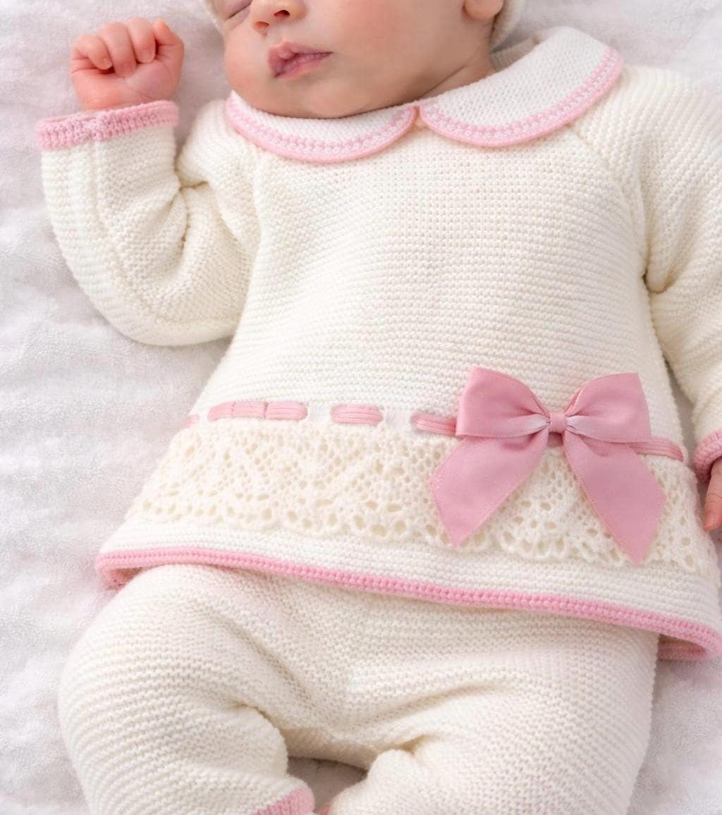Girl tricot Newborn Going Home Knit Set Beige Baby hospital outfit First Cloth Primera puesta bebe